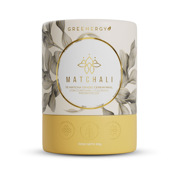 TÉ MATCHA GRADO CEREMONIAL CON CÚRCUMA Y CULTIVOS PROBIÓTICOS 60G - Matchali Colombia