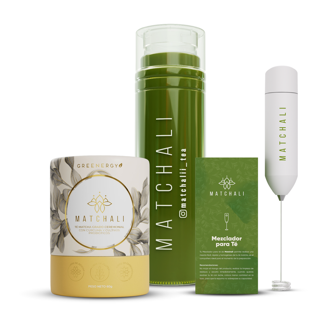 KIT TÉ MATCHA X1 + TERMO Y MEZCLADOR MATCHALI - MATCHALI Colombia