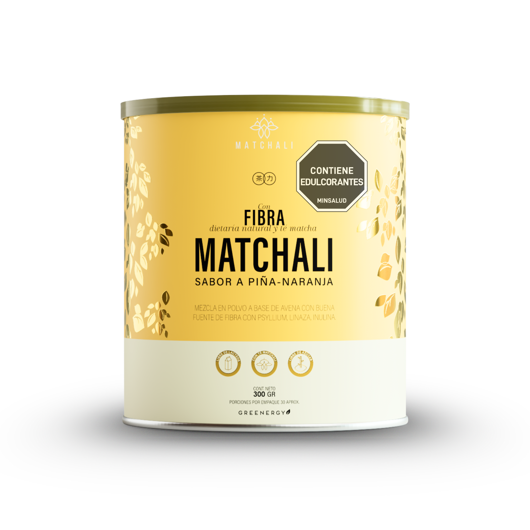FIBRA NATURAL CON TÉ MATCHA SABOR PIÑA-NARANJA 300G